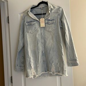 Adorable white washed jean jacket/shirt size small